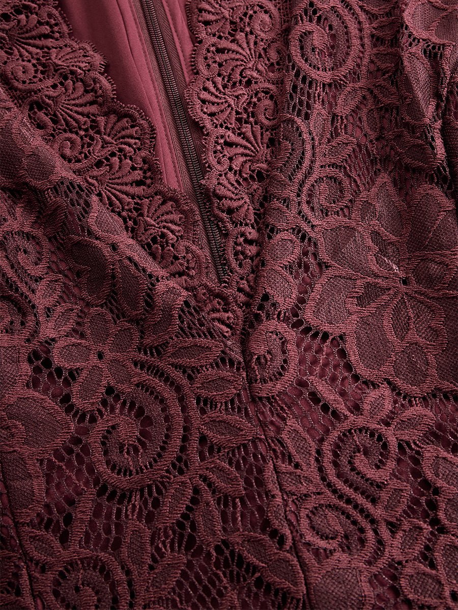 Vintage Bohemian Blue Lace Long Sleeve Midi Dress - Image 17