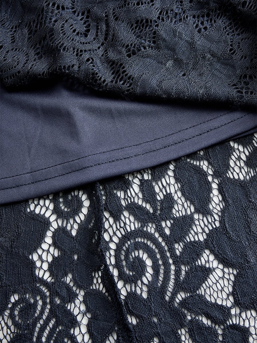 Vintage Bohemian Blue Lace Long Sleeve Midi Dress - Image 16