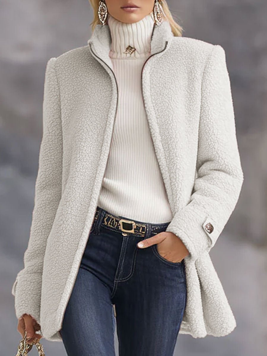 Casual Vintage Pink Polar Fleece Zip-Up Jacket Coat - Image 4