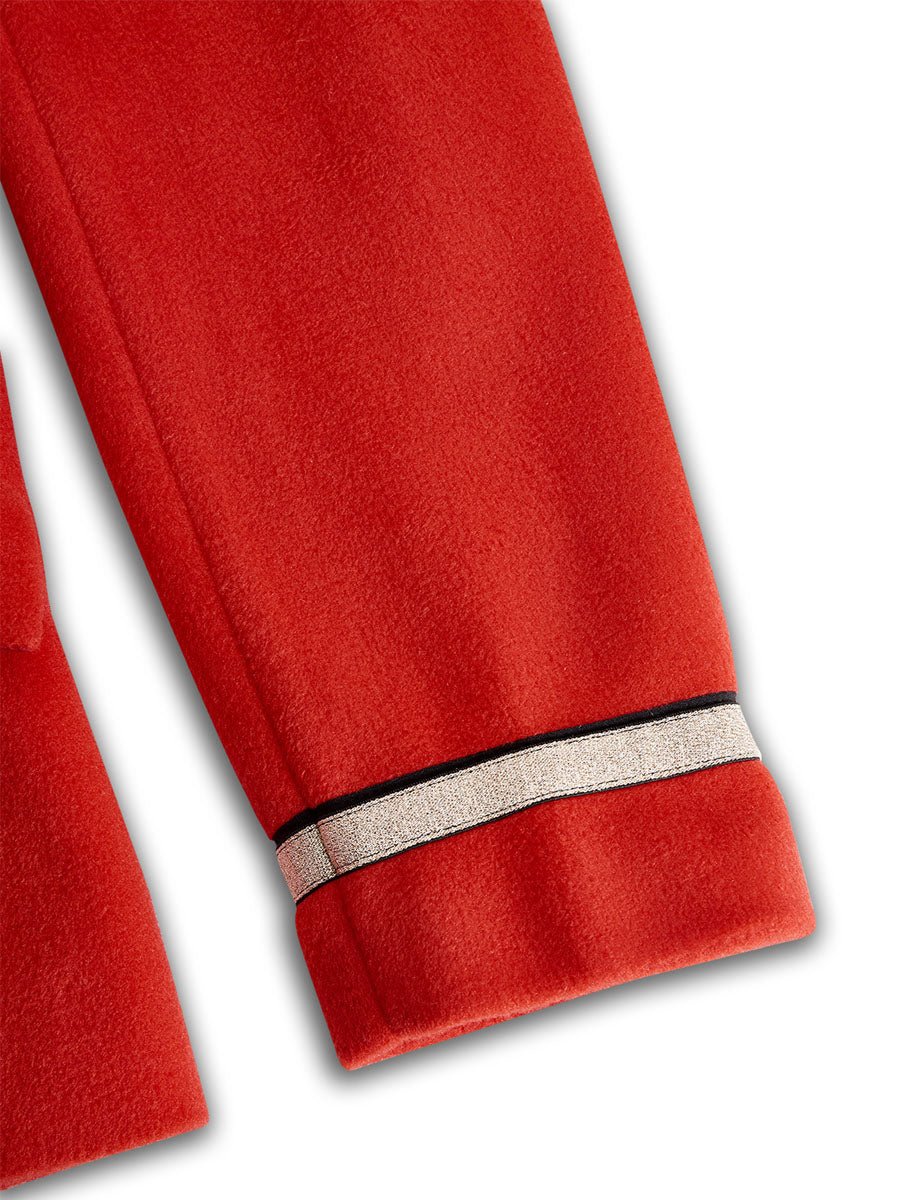 Ruffled Stand-up Collar Single-breasted Rose Embroidered Woolen Jacket - Image 12