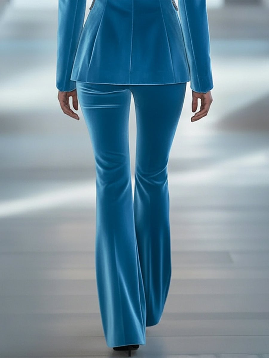 Casual Loose Retro Solid Color Velvet Flared Pants - Image 2