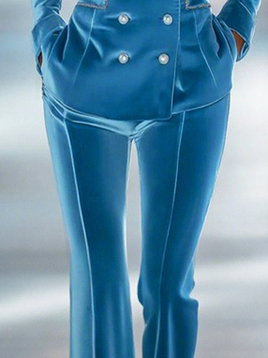 Casual Loose Retro Solid Color Velvet Flared Pants - Image 4