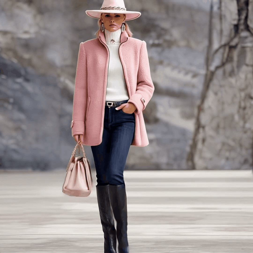 Casual Vintage Pink Polar Fleece Zip-Up Jacket Coat - Image 2